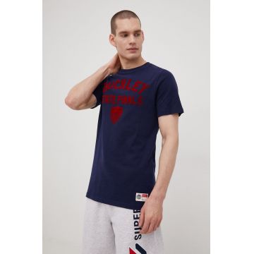 Superdry tricou din bumbac culoarea albastru marin, cu imprimeu