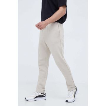 adidas pantaloni de trening culoarea bej, neted