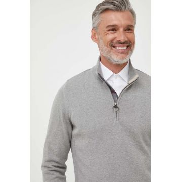 Barbour pulover de bumbac culoarea gri, cu turtleneck