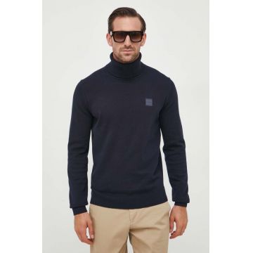 Boss Orange pulover din amestec de casmir BOSS ORANGE culoarea albastru marin, light, cu guler