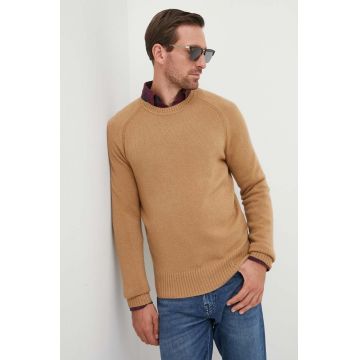 BOSS pulover de casmir culoarea bej, light