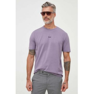 BOSS tricou BOSS ORANGE barbati, culoarea violet, neted