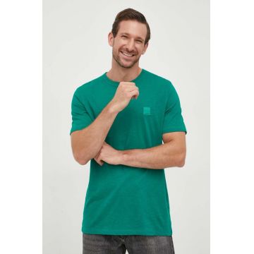 BOSS tricou din bumbac BOSS CASUAL culoarea verde, cu imprimeu