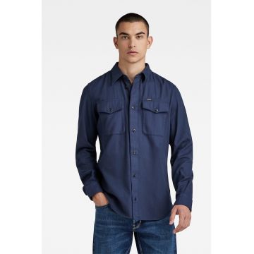 Camasa slim fit cu buzunare pe piept Marine