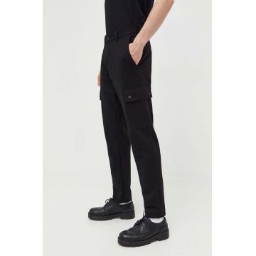 HUGO pantaloni barbati, culoarea negru, drept