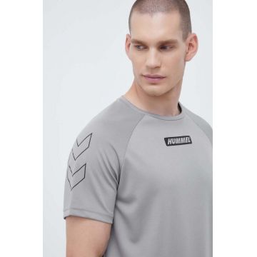 Hummel tricou de antrenament Topaz culoarea gri, cu imprimeu