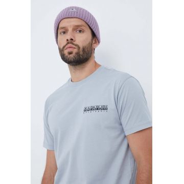Napapijri tricou din bumbac culoarea gri, cu imprimeu