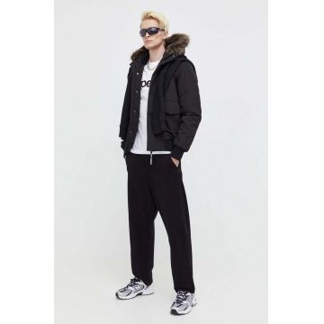 Superdry geaca barbati, culoarea negru, de iarna