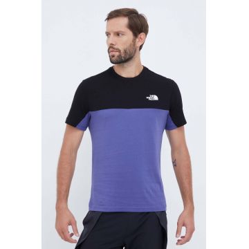 The North Face tricou din bumbac culoarea albastru marin, cu imprimeu