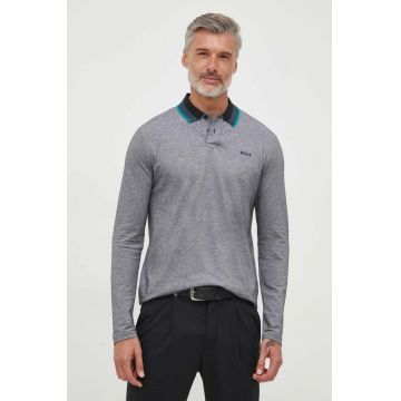 Boss Orange longsleeve din bumbac BOSS ORANGE culoarea gri, modelator