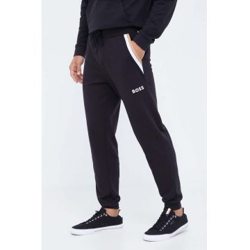 BOSS pantaloni de lounge culoarea negru, cu imprimeu