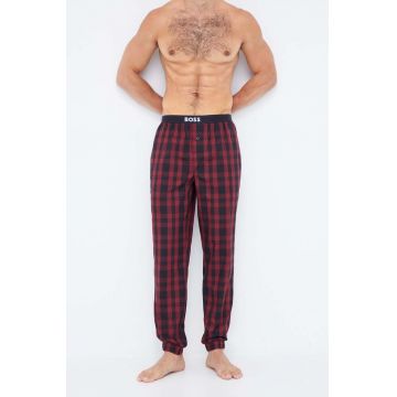 BOSS pantaloni pijama bumbac culoarea bordo, modelator