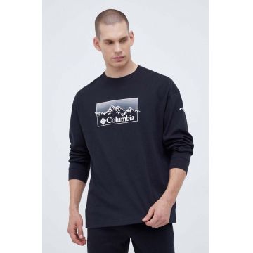 Columbia longsleeve barbati, culoarea negru, cu imprimeu