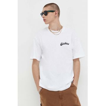 Dickies tricou din bumbac culoarea alb, cu imprimeu
