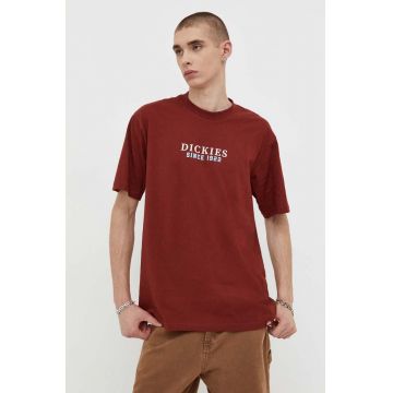 Dickies tricou din bumbac culoarea bordo, cu imprimeu