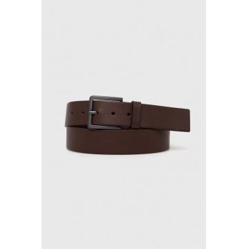 HUGO curea de piele barbati, culoarea maro