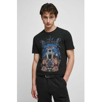 Medicine tricou din bumbac culoarea negru, cu imprimeu