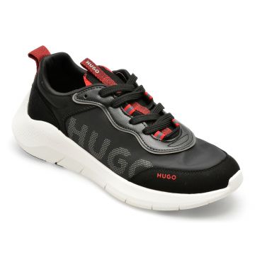 Pantofi HUGO negri, 3019, din material textil