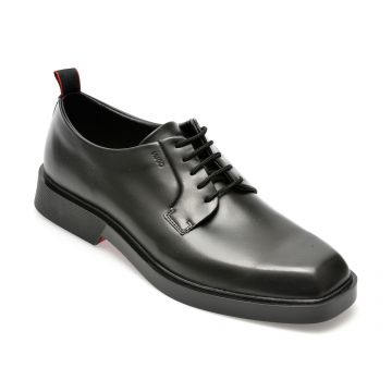 Pantofi HUGO negri, 3649, din piele naturala