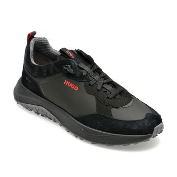 Pantofi HUGO negri, 4348, din piele ecologica