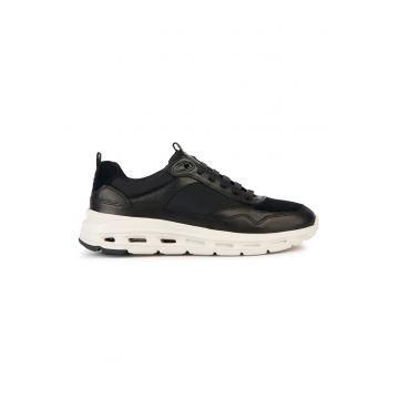 Pantofi sport cu insertii de piele si piele intoarsa