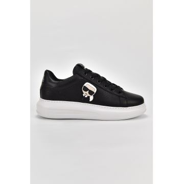 Pantofi sport din piele cu aplicatie logo