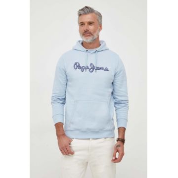 Pepe Jeans hanorac de bumbac barbati, cu glugă, cu imprimeu