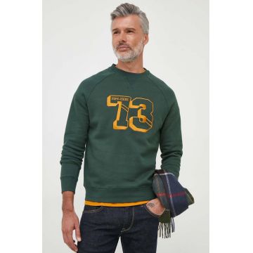 Pepe Jeans hanorac de bumbac Milferd barbati, culoarea verde, cu imprimeu