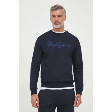 Pepe Jeans hanorac de bumbac Ryan barbati, culoarea albastru marin, cu imprimeu