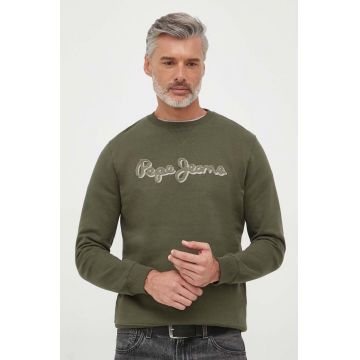 Pepe Jeans hanorac de bumbac Ryan barbati, culoarea verde, cu imprimeu