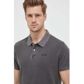 Pepe Jeans polo de bumbac Oliver culoarea gri, neted