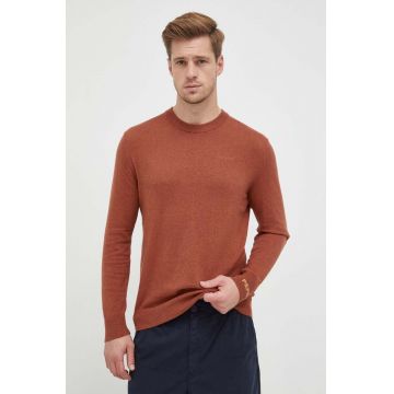 Pepe Jeans pulover din amestec de lana Andre barbati, culoarea maro, light