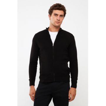 Cardigan cu fermoar si maneci raglan