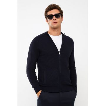Cardigan cu fermoar si maneci raglan