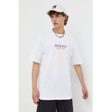 Dickies tricou din bumbac culoarea alb, cu imprimeu