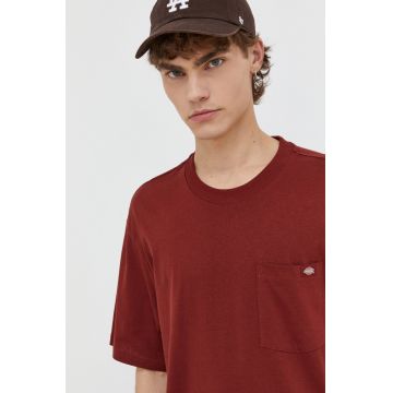 Dickies tricou din bumbac culoarea bordo, neted