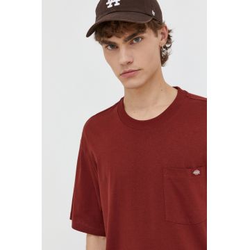 Dickies tricou din bumbac culoarea bordo, neted