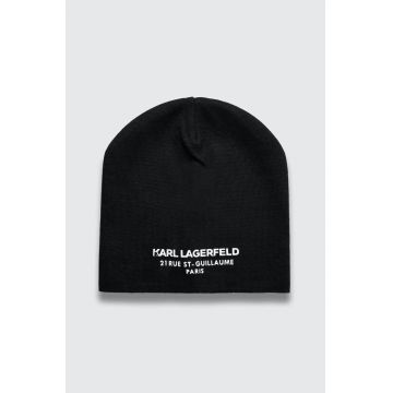 Karl Lagerfeld caciula de lana culoarea negru, de lana, din tesatura neteda