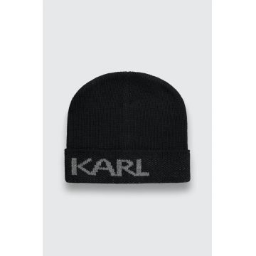 Karl Lagerfeld caciula din amestec de lana culoarea negru