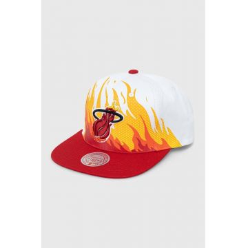 Mitchell&Ness șapcă de baseball din bumbac MIAMI HEAT culoarea alb, modelator