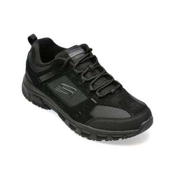 Pantofi SKECHERS negri, OAK CANYON, din piele intoarsa si material textil