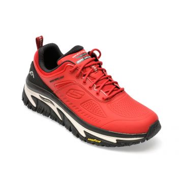 Pantofi SKECHERS rosii, ARCH FIT ROAD WALKER, din piele ecologica