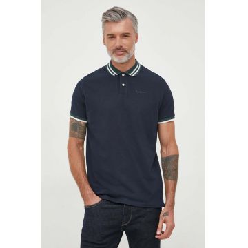 Pepe Jeans polo de bumbac LARRY culoarea albastru marin, neted