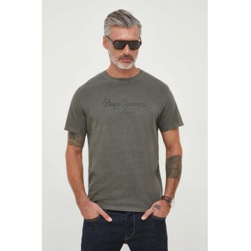 Pepe Jeans tricou din bumbac JAYDEN culoarea verde, cu imprimeu