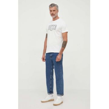 Pepe Jeans tricou din bumbac WYATT culoarea bej, cu imprimeu