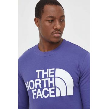 The North Face hanorac de bumbac barbati, culoarea violet, cu imprimeu