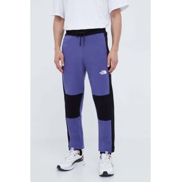 The North Face pantaloni de trening din bumbac culoarea violet, modelator