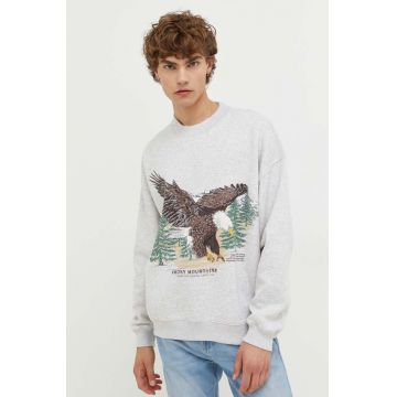 Abercrombie & Fitch bluza barbati, culoarea gri, cu imprimeu