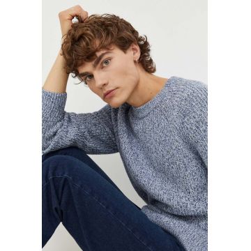 Abercrombie & Fitch pulover de bumbac culoarea albastru marin, light