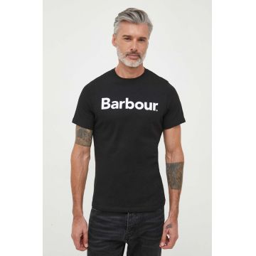 Barbour tricou din bumbac culoarea negru, cu imprimeu